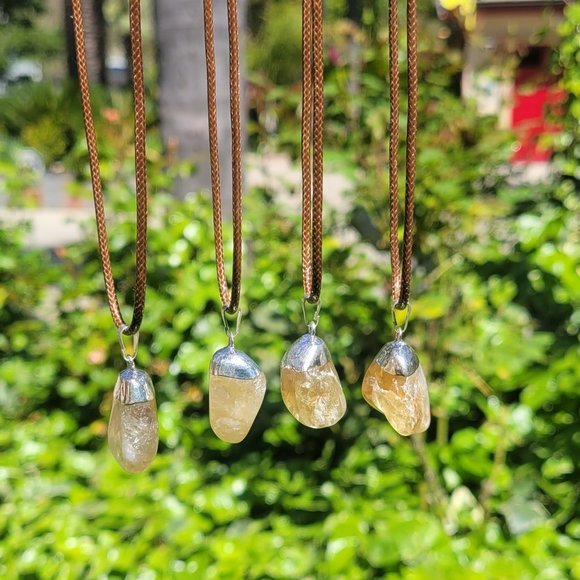 Citrine Crystal Gemstone Tumbled Pendants - Picture 1 of 8